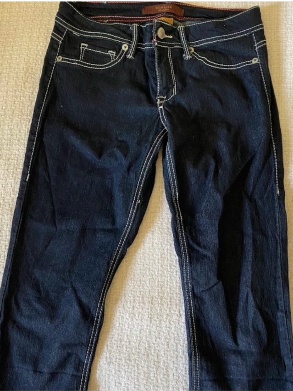 Dark Blue Men's Jeans with Contrast Stitching